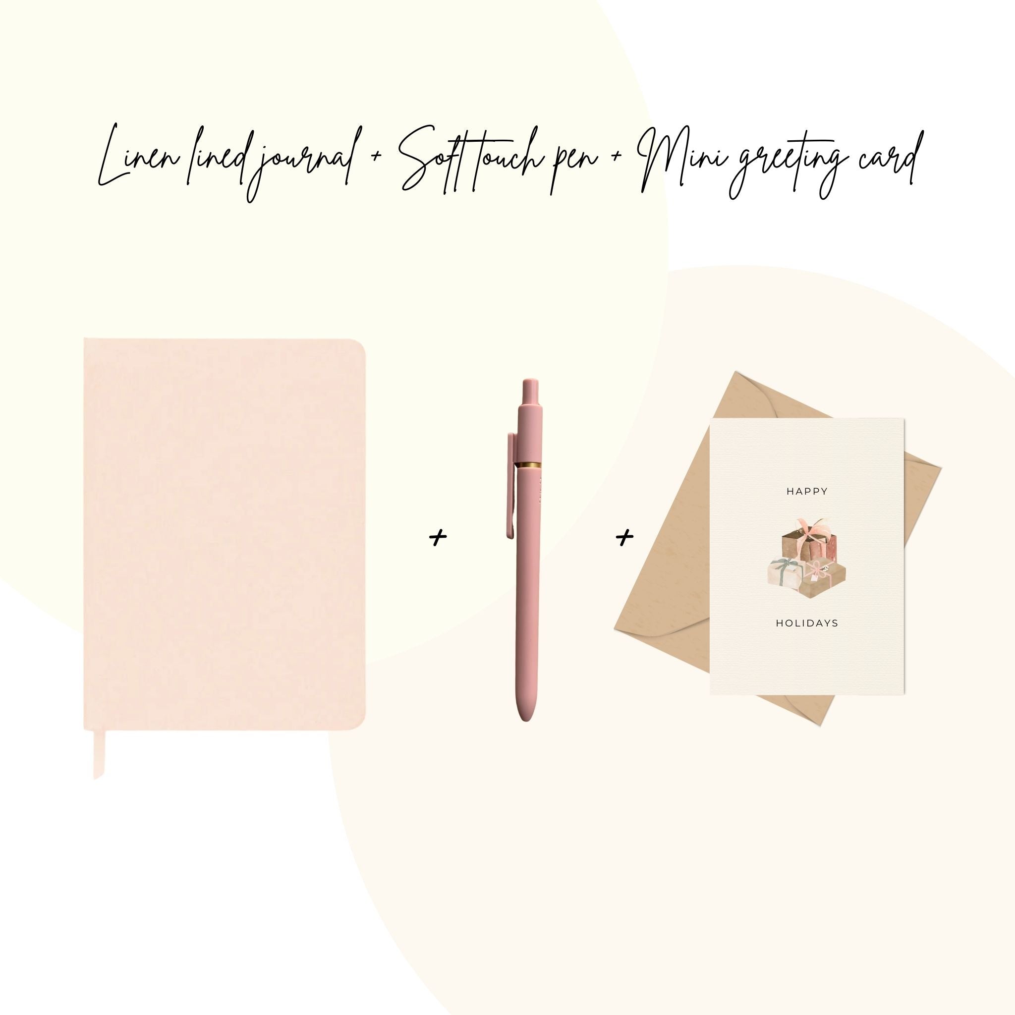 Pale Pink Linen Journal Gift Set